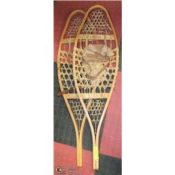 VINTAGE LEATHER & WOOD HANDMADE SNOWSHOES