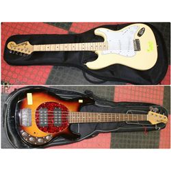FEATURE LOTS 409 & 410 FENDER STRAT AND MUSIC MAN