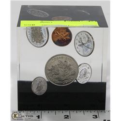 LUCITE COIN PAPER WIEGHT