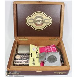 WOOD CIGAR BOX W/HARLEY DAVIDSON &