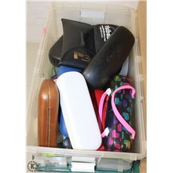 TOTE WITH ASSORTED READING GLASSES , CASES