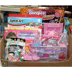 BOX OF ASSORTED GIRLS CRAFTS, BEAD MAKING KITS &