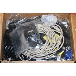 BOX OF COMPUTER VGA CABLES/USB MICE AND