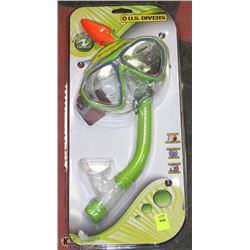 US DIVERS SNORKEL, GOGGLE KIT AS THEY COME