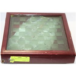 WOOD AND GLASS CHESS SET