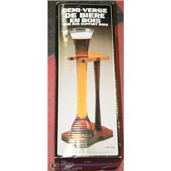 1/2 YARD OF ALE GLASS WITH WOODEN STAND IN BOX