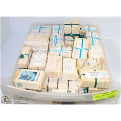 PLASTIC FLAT WITH 59 BARS OF SALON SOAPS -