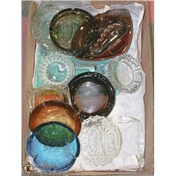 FLAT W/13 ASHTRAYS INCL. CRYSTAL, VINTAGE