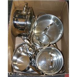 BOX W/BEAUMARK 9-PC STAINLESS STEEL POT