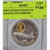 Image 1 : 1998 CANADIAN $20.00 COIN WITH GOLD PLATED EMBLEM