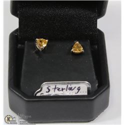 STERLING 925 SILVER EARRINGS WITH CITRINE STONES