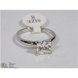STERLING 925 SILVER RING WITH CUBIC STONE SZ 8