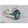 Image 1 : STERLING 925 SILVER RING W/ BLUE CUBIC STONE SZ 7