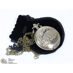 BRONZE POCKET WATCH W/ TRUCK FACE