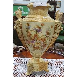 GERMANY PORCELAIN VASE W/FIGURAL HANDLES