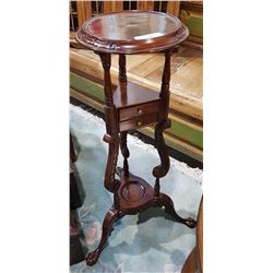 CARVED MAHOGANY PLANT STAND W/BALL IN CLAW FEET