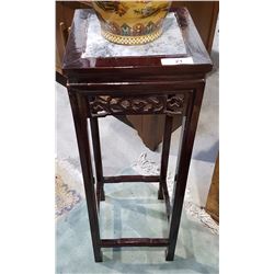 MARBLE INSET MAHOGANY PLANT STAND