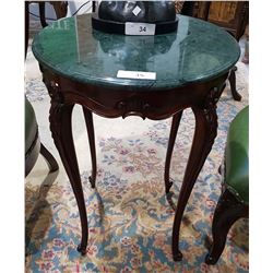 MARBLE TOP CARVED MAHOGANY PARLOUR TABLE