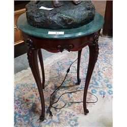 MARBLE TOP CARVED MAHOGANY PARLOUR TABLE