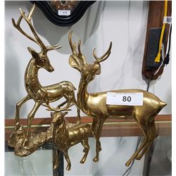 3 BRASS DEER