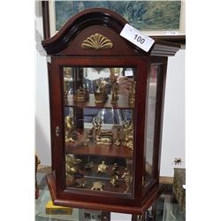 DISPLAY CABINET W/15 MINI BRASS FIGURES
