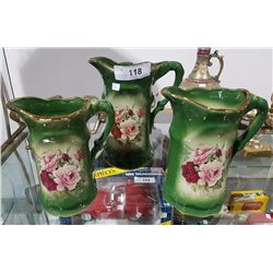 SET OF 3 STAFFORDSHIRE PITCHERS