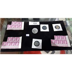7 PCS OF 1930'S GERMAN NAZI COLLECTIBLE STAMPS & COINS