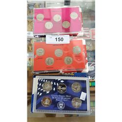 SET OF 3 PROOF SETS OF US STATE QUARTERS 1999, 2000, 2005