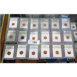 LOT OF 18 UNCIRCULATED GRADED US PENNIES