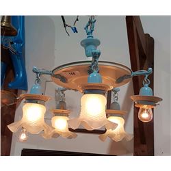 PAINTED ART DECO 5 LIGHT PAN FIXTURE
