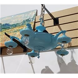 PAINTED ART DECO 5 LIGHT PAN FIXTURE