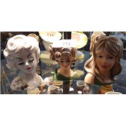 LOT OF 3 HEAD VASES