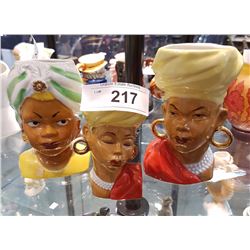 LOT OF 3 HEAD VASES