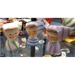LOT OF 3 HEAD VASES