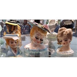 LOT OF 3 HEAD VASES