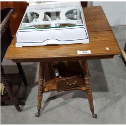 OAK PARLOUR TABLE W/GLASS BALL IN CLAW FEET