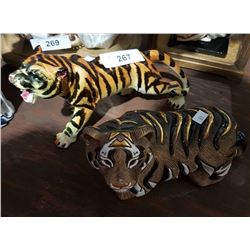2 TIGER FIGURINES