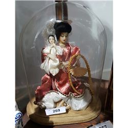 GEISHA GIRL & CHILD IN GLASS CASE