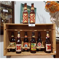 J. WILE & SONS WINEBOX w/ SIX FULL SEALED VINTAGE BEER BOTTLES