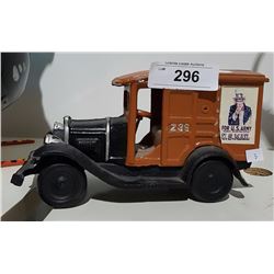 REPRODUCTION CAST IRON U.S. MAIL TRUCK COIN BANK