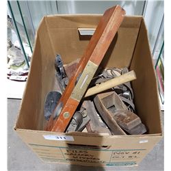 BOX OF ANTIQUE WOODWORKING TOOLS