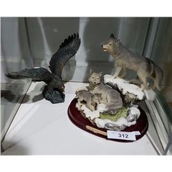 WOLF AND EAGLE STATUE IN RESIN
