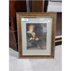 FRAMED PEARS PRINT BOY BLOWING BUBBLES 21 X 17"