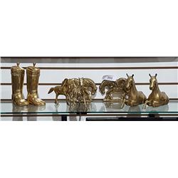 LOT OF 8 PIECES BRASS HORSE & WESTERN COLLECTABLES
