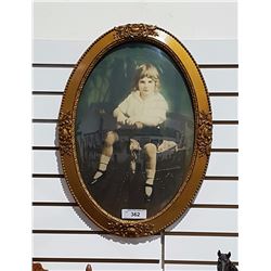 HAND COLOURED PHOTOGRAPH IN GILT FRAME W/ CONVEX GLASS