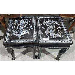 PAIR OF ASIAN END TABLES W/ MOTHER OF PEARL INLAY