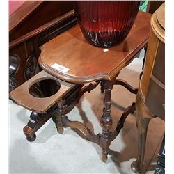 WALNUT OCCASIONAL TABLE W/ PULLOUT BOTTLE HOLDER