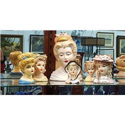 LOT OF SIX HEAD VASES