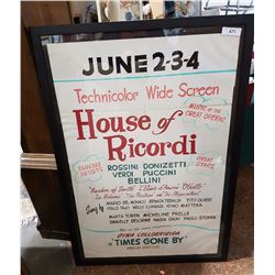 FRAMED MOVIE POSTER HOUSE OF RICORDI