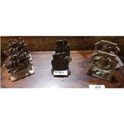 LOT OF THREE BRASS BOOKENDS